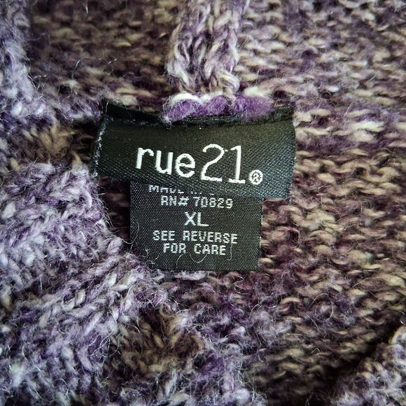 Rue 21 Womens Hoodie Sweater XL Long Sleeve Purple Heather Y2K Grunge Boho - Picture 4 of 11